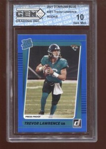 Trevor Lawrence RC 2021 Donruss Blue Press Proof #251 Rated Rookie GEM MINT 10
