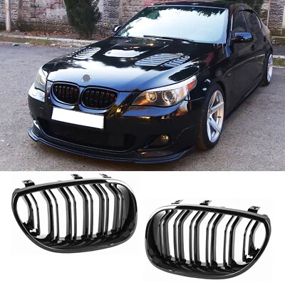 For BMW 5 Series E60 E61 M5 Kidney Grill Grille GLOSS BLACK GLOSS Double Bridge - Image 1 of 4