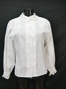 Gr.36 Trachtenbluse weiß Bluse für Dirndl cris-devi mit Spitze und Straß TB9192 - Bild 1 von 4