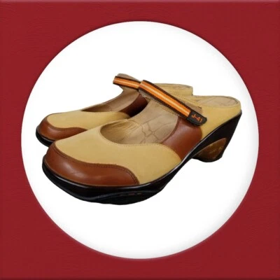 J-41 Adventure On 9M Mujer Zuecos Mules Toboganes CUERO GAMUZA Marrón Usado en Excelente Condición Foto 1 de 4