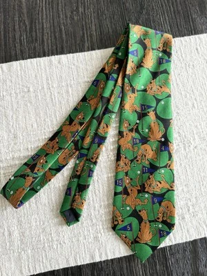 Scooby-Doo Vintage 90s Men's Novelty Golf Theme Neck Tie Green Brown Blue - Image 1 of 4