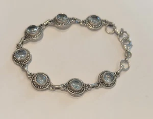 Pulsera Tenis Topacio Azul Plata de Ley Ajustable Nueva - Imagen 1 de 2