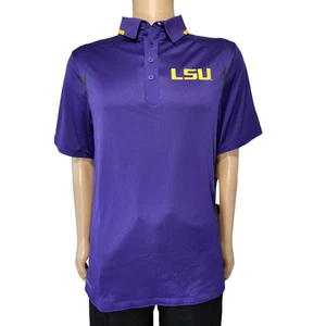 Nike LSU Tigers Men Purple Button Collar Polo Shirt SZ S Nike Dri Fit - Picture 1 of 7