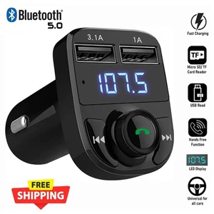 Car Wireless Bluetooth FM Transmitter MP3 Player USB Car Charger Adapter UK - Picture 1 of 7