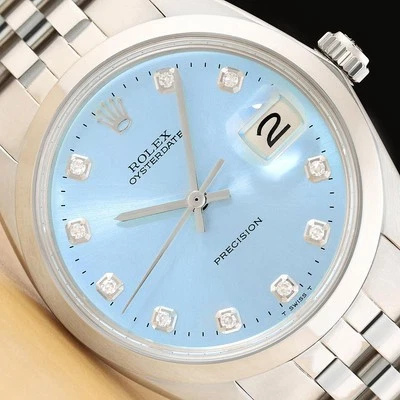 ROLEX OYSTERDATE PRECISION 6694 ICE BLUE DIAMOND MANUAL WIND STEEL 34MM WATCH - Image 1 of 4