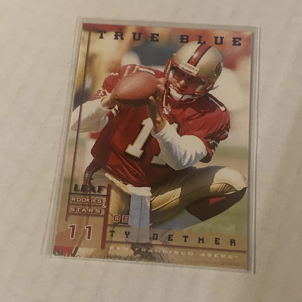1998 Leaf Rookies & Stars Ty Detmers True Blue Parallel /500 - Image 1 of 2