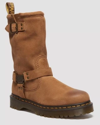 Botas de motociclista Dr Martens Aniston HI Tumble Nubuck marrón desierto 4164420 NUEVAS Foto 1 de 4