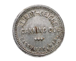 Cassville,Wisconsin Klindt Geiger,2 1/2 Cents,Husking Check Canning Trade Token - Picture 1 of 2