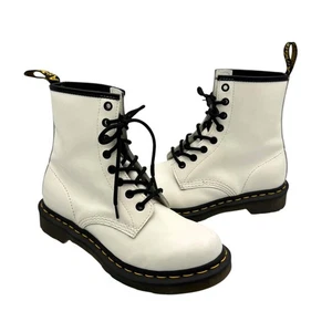 Dr. Martens 1460 7 White Smooth Leather Lace Up Unisex Combat Boots - Picture 1 of 11