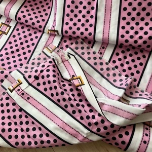 Vintage Fabric Retro Deadstock Belt Pattern Pink Polka Dots 90×50cm - Picture 1 of 4