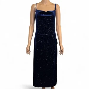 Lulu's Starry Night Blue Velvet Dress Size Small NWT - Picture 1 of 10