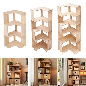 Corner Bookcase Shelf 3-5 Tiers Narrow Display Unit Bookshelf Storage Furniture - Picture 1 of 23