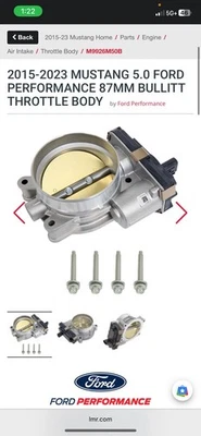 Carrocería de acelerador Bullitt Ford Racing 87 mm para Mustang GT 2018-2020 con Coyote 5,0 L Foto 1 de 3