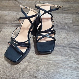 Lo último Tomato Blake Tacón Alto Bloque Plataforma Mujer Zapatos Talla 8M Sandalias Negras - Imagen 1 de 15