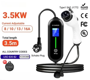 EV Tragbares Ladegerät 3,5KW Typ 2 Typ 1 J1772 GBT Ladekabel 8A 10A 13A 16A - Bild 1 von 28