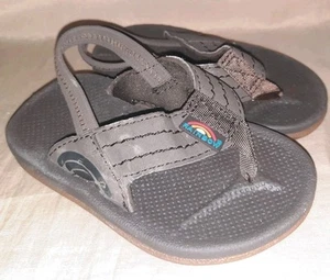Rainbow Toddler Brown Leather Flip Flop Sandals Size 3/4 - Picture 1 of 6