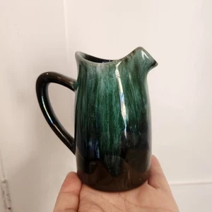 Canadian Blue Mountain Pottery Green Drip Glaze Small Jug - Picture 1 of 3