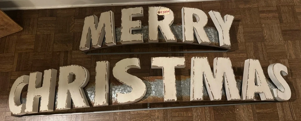 HUGE 59” New w/h Tag ($399!) Merry Christmas Wood And Metal Sign - Image 1 of 4