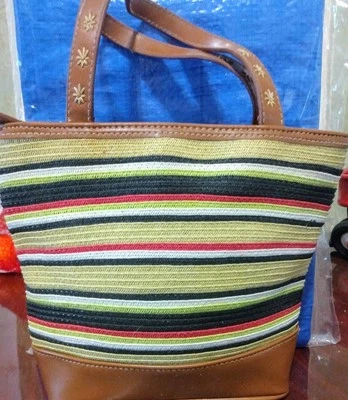  Liz Claiborne  Villager  striped woven handbag  - Image 1 of 4