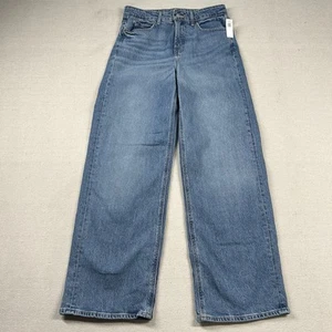 Old Navy Jeans Womens 6 Sky-Hi Wide Leg Baggy Medium Wash Denim Skater Grunge - Picture 1 of 11