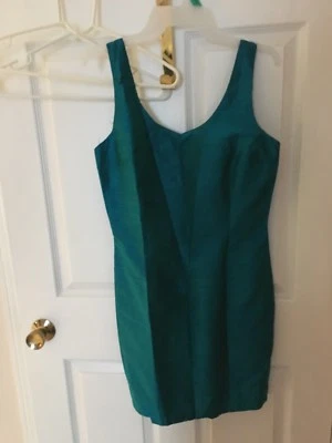 vintage turquoise Silk Shantung Cocktail Dress  - Image 1 of 4