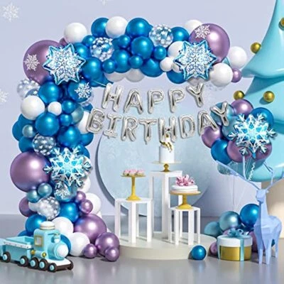 Frozen Party Decorations Elsa Birthday Banner Snowflake Balloon Arch Garland Kit - image 1 of 4