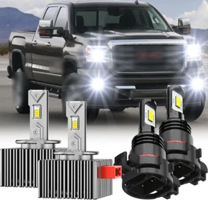 For GMC Sierra 2500 3500 HD 2016-2019 LED Headlight HI/LO & LED Fog Light Bulbs - Picture 1 of 14