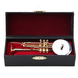 Miniature Trumpet Replica With Stand And Case Instrument Musical Decor - Picture 1 of 7