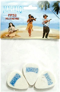 3 x Mahalo Ukulele Felt Picks 3.2mm Flat Soft Tone Hawaiian Pack Uke - Picture 1 of 2