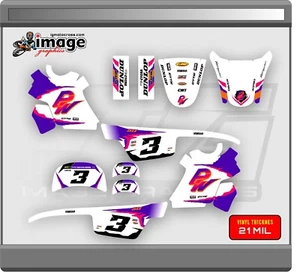 YAMAHA PW50  GRAPHICS KIT DECALS  YEAR 1990 - 2024 RETRO PINK MINI PLATES INCL - Picture 1 of 2