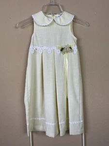 Vintage Rare Editions Girls Size 6 Dress with Collar Yellow Floral Sleeveless - Picture 1 of 8