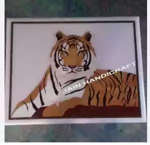 18" x 15" white Marble Center wall panel tiger Table Top Inlay tiger eye home k1 - Picture 1 of 3