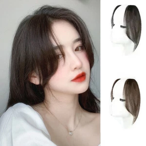 Clip in Wave Two Side Bangs Human Hair Fringe Front Bangs Peice Hair Extensions - Picture 1 of 23
