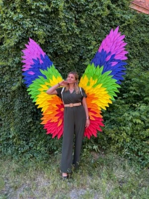 Радужные крылья ангела разноцветные крылья взрослых косплей реквизит ГБТ фея аксессуар - Изображение 1 из 4