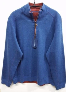 NUEVO TOMMY BAHAMA Suéter Abatible Sarga Reversible Media Cremallera T211442 Azul Hawa - Imagen 1 de 5
