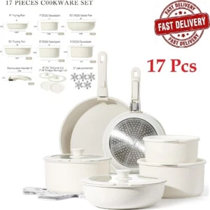 Carote Nonstick Cookware Sets, 17 Pcs Granite Non Stick Pots and Pans Set