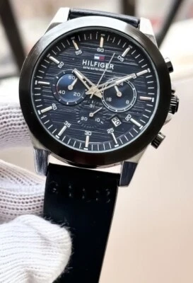 Tommy Hilfiger Men Chronograph Blue Dial With 'Date' Leather Band Wristwatch - Image 1 of 4
