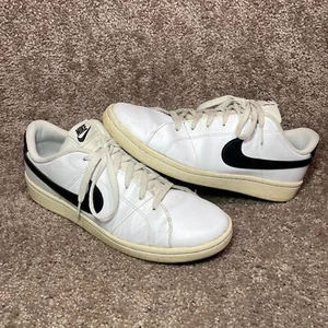 Nike Court Royale 2 Low CQ9246-100 Men's 10.5 Shoes White Black Leather Sneakers - Picture 1 of 8