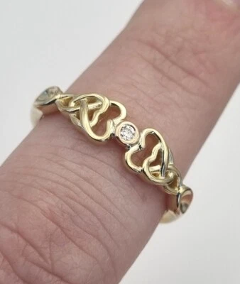 Anillo Lovespoons de diamantes Clogau con sello de oro amarillo rosa de 9 quilates 3,1 g S Foto 1 de 4