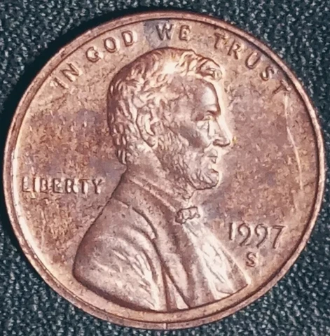1997 S Lincoln Cent PROOF Double Ear Penny Coin (Free Shipping) Cover