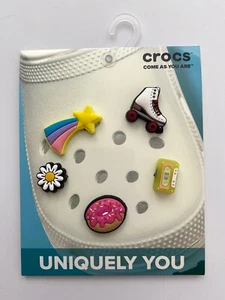 Crocs New Uniquely You Retro Style Cassette Roller Skate Jibbitz Charms 5 Pack - Picture 1 of 2
