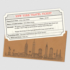 New York personalisiertes Reiseticket und Umschlag. New York Themenüberraschung!