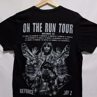 Jay Z Beyonce On The Run Tour Rap Tee Rare T Shirt Size Medium Black - Image 1 of 4