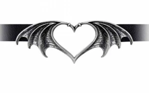 Nocte Amor Choker, Bat Wings, Love Heart, Necklace Gothic Gift, Alchemy England - Picture 1 of 4