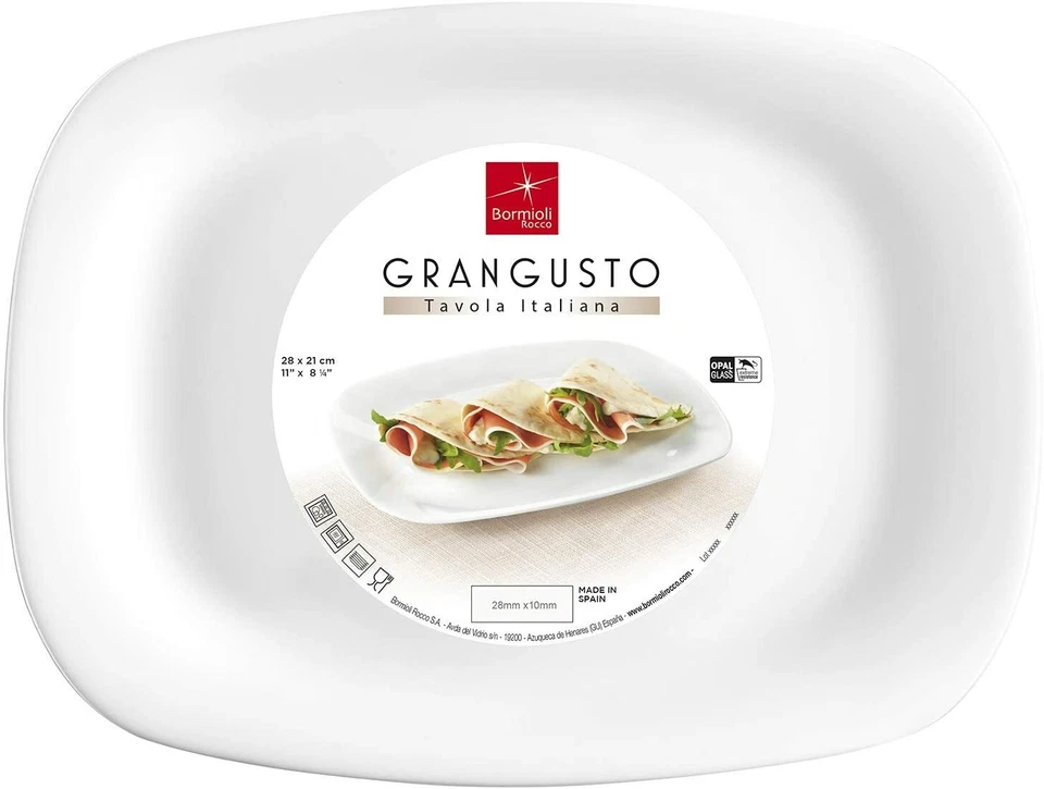 Set 6 pz. Piatti GranGusto Bormioli vetro opale bianco risotto pasticceria pizza - Bild 1 von 1