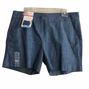 NWT Isaac Mizrahi Women's Indigo Chambray Blue Tailored Shorts Size 10 (34x5) - Picture 1 of 12