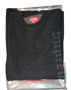 FW17 SUPREME REVERSE TERRY L/S TOP BLACK KNIT SWEATER PULLOVER TOP MEN'S M~NEW - Picture 1 of 4