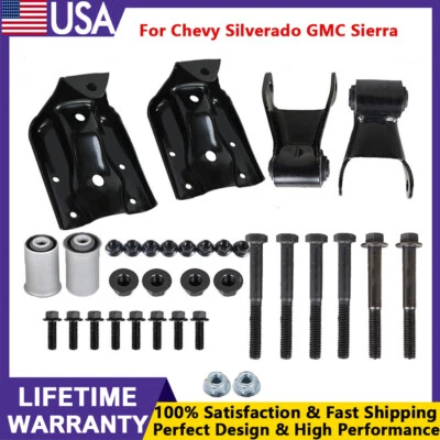 Kit de soporte y grillete de suspensión de resorte de hoja trasera para Chevy Silverado GMC Sierra Foto 1 de 4