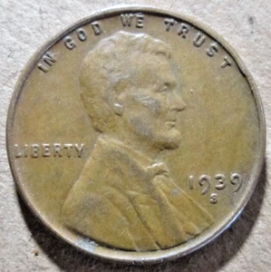 1939-S WHEAT, EXTREMELY FINE CONDITION, BROWN COLOR, CIRCULATED, NOT CLEANED - Picture 1 of 2