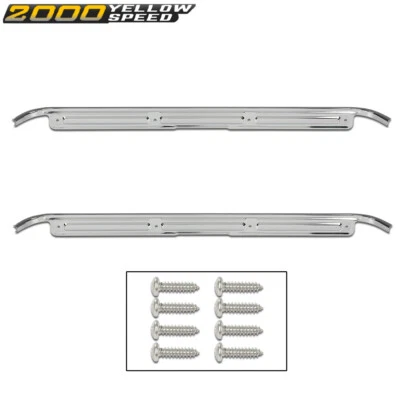 Fit For 1967-1972 Chevy C10 GMC Truck Chrome Door Sill Plates w/hardware Pair  Foto 1 de 4